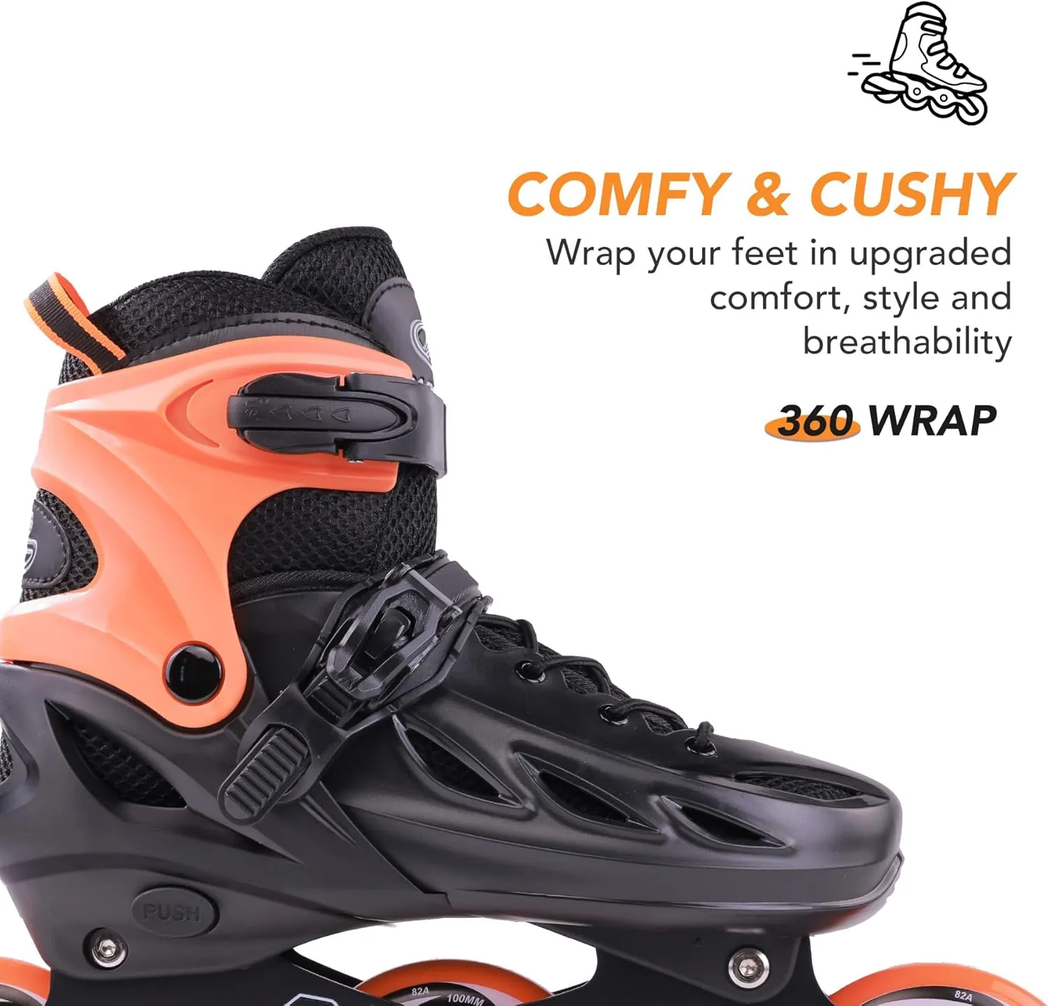PAPAISON Adult Adjustable Inline Skates for Men Women with 3 100mm Wheels, Outdoor Blades Female Male Fitness Speed Racing Skates, Roller Skates for Teens Boys Girls