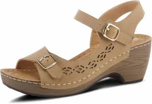 PATRIZIA Spring Step Shantay Wedge Sandals for Women - Ladies Sandals with ankle strap buckle closures - Womens Casuals Sandals for Outdoor