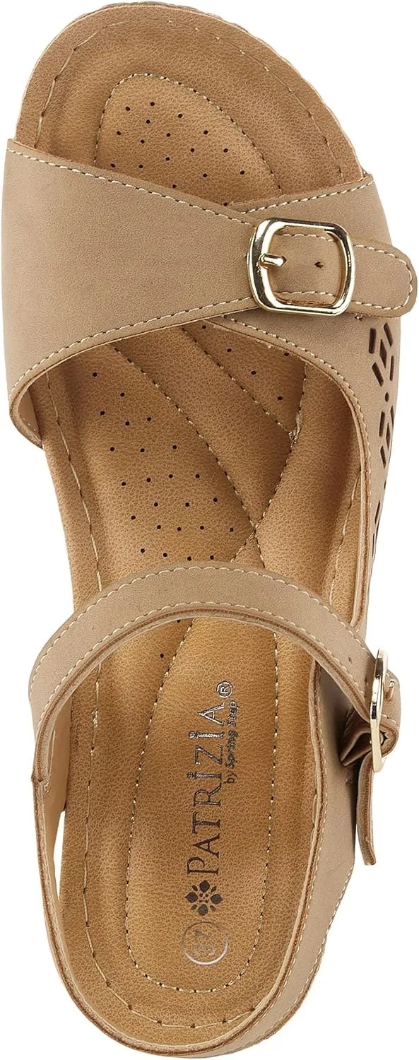 PATRIZIA Spring Step Shantay Wedge Sandals for Women - Ladies Sandals with ankle strap buckle closures - Womens Casuals Sandals for Outdoor