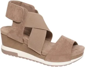 Pierre Dumas Women's Lyra-3 Wedge Sandal Taupe Suede 7
