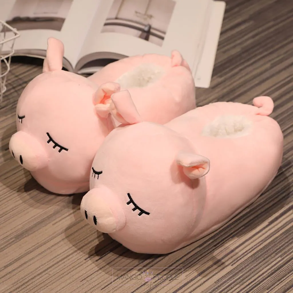 Pink Piggy Plush Slipper