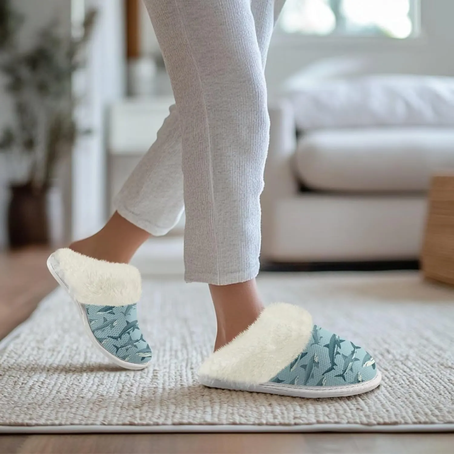 Plush House Shoes for Women Closed Toe House Slipper Warm Flannel Fuzzy Slippers with Non Skid Sole for Indoor
