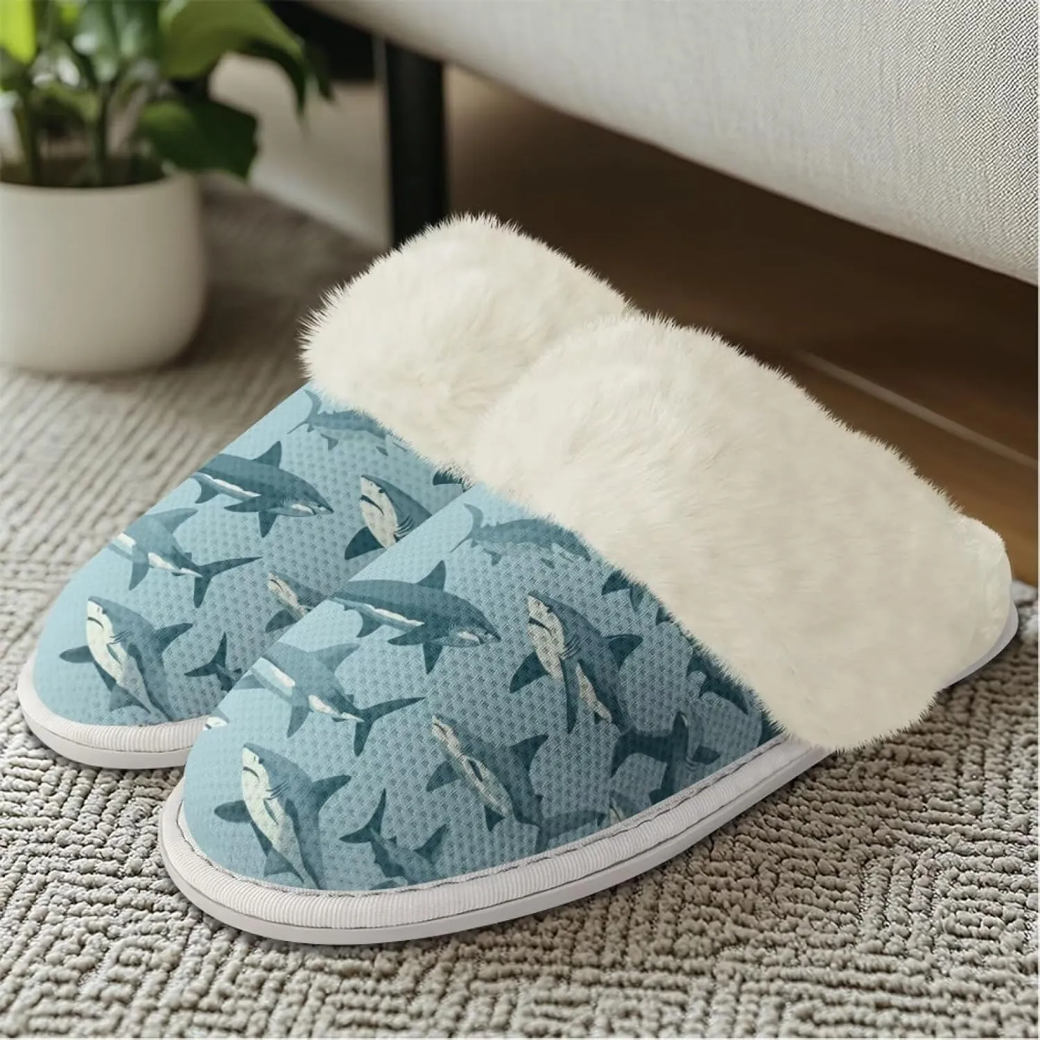Plush House Shoes for Women Closed Toe House Slipper Warm Flannel Fuzzy Slippers with Non Skid Sole for Indoor