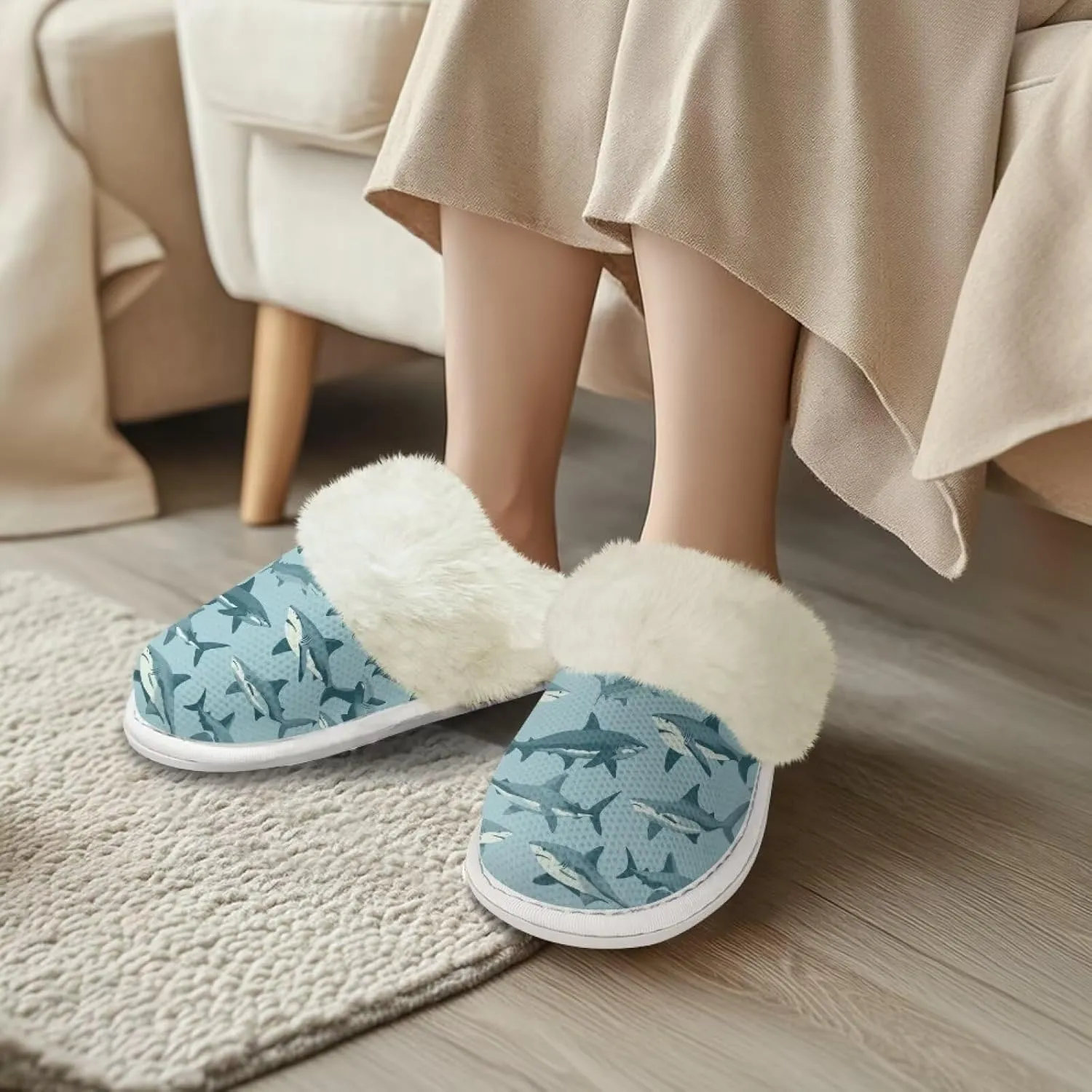 Plush House Shoes for Women Closed Toe House Slipper Warm Flannel Fuzzy Slippers with Non Skid Sole for Indoor