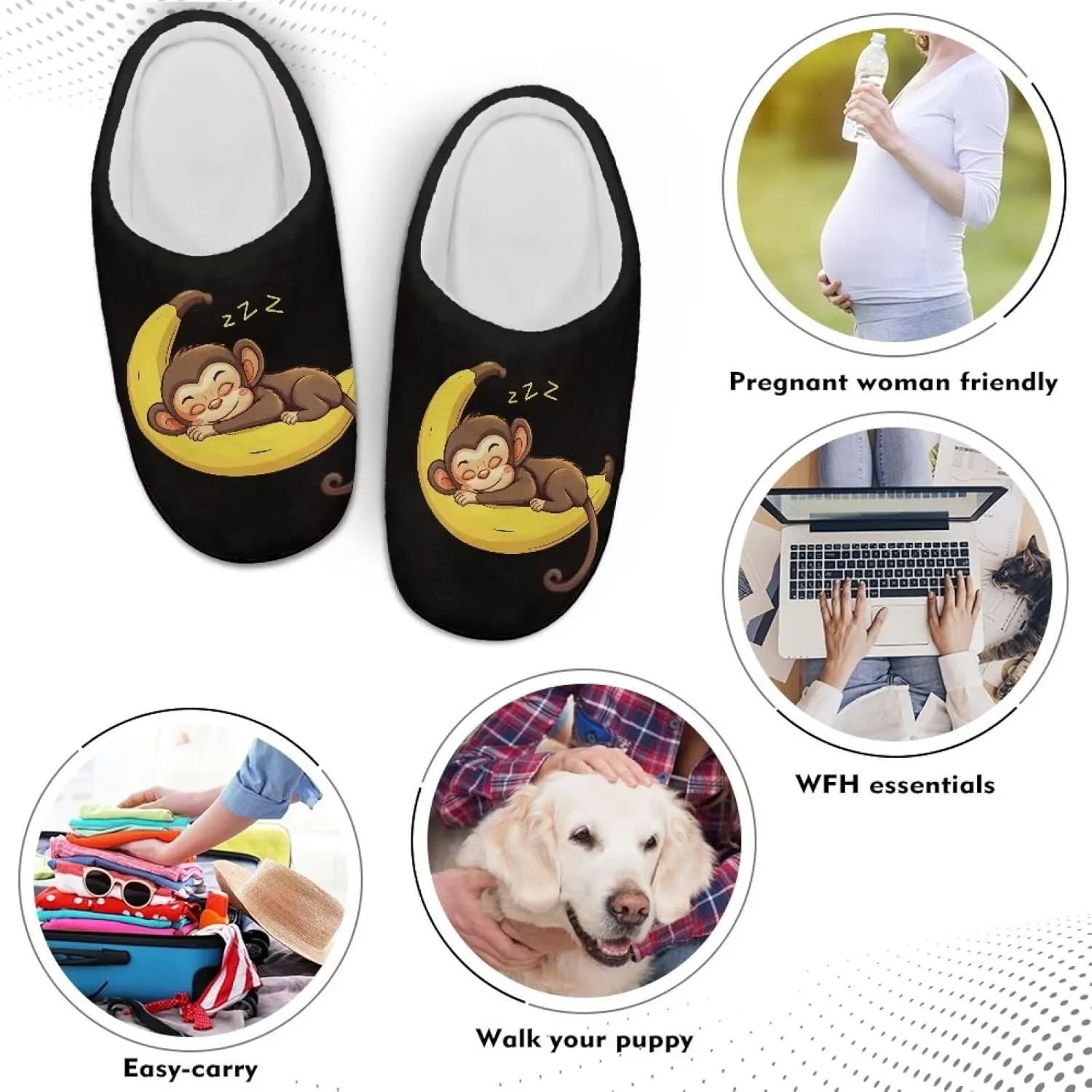 Poceacles House Slippers Women Men Fuzzy Slipper Soft Non-Slip Bedroom Slippers for Home, Travel