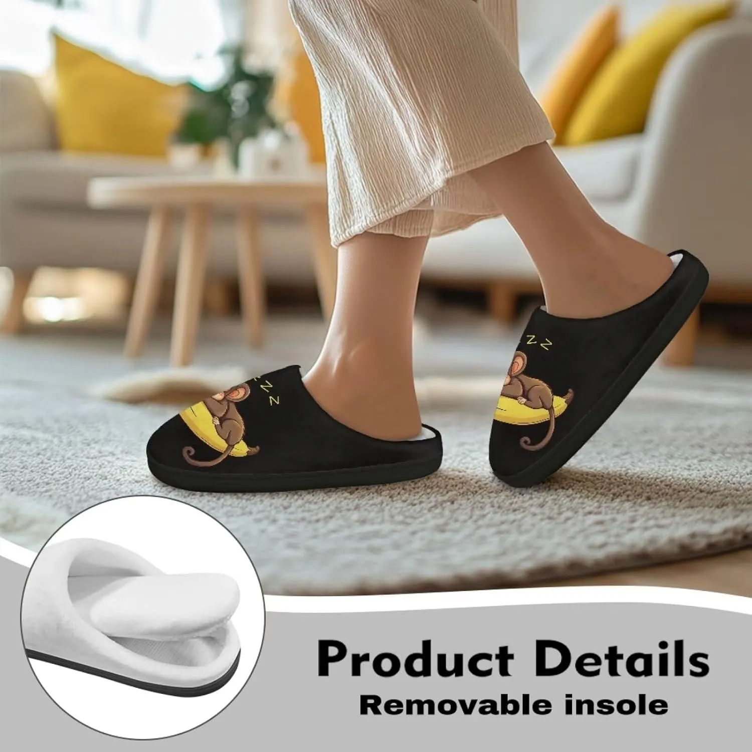 Poceacles House Slippers Women Men Fuzzy Slipper Soft Non-Slip Bedroom Slippers for Home, Travel