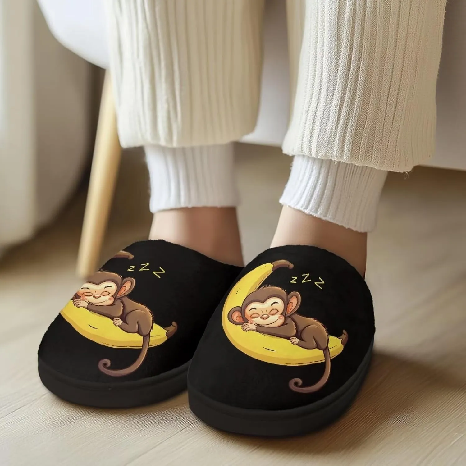 Poceacles House Slippers Women Men Fuzzy Slipper Soft Non-Slip Bedroom Slippers for Home, Travel
