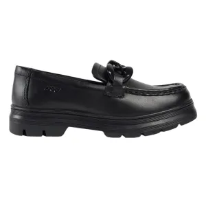 POD Mina Girls Leather Loafer School Shoes - Black