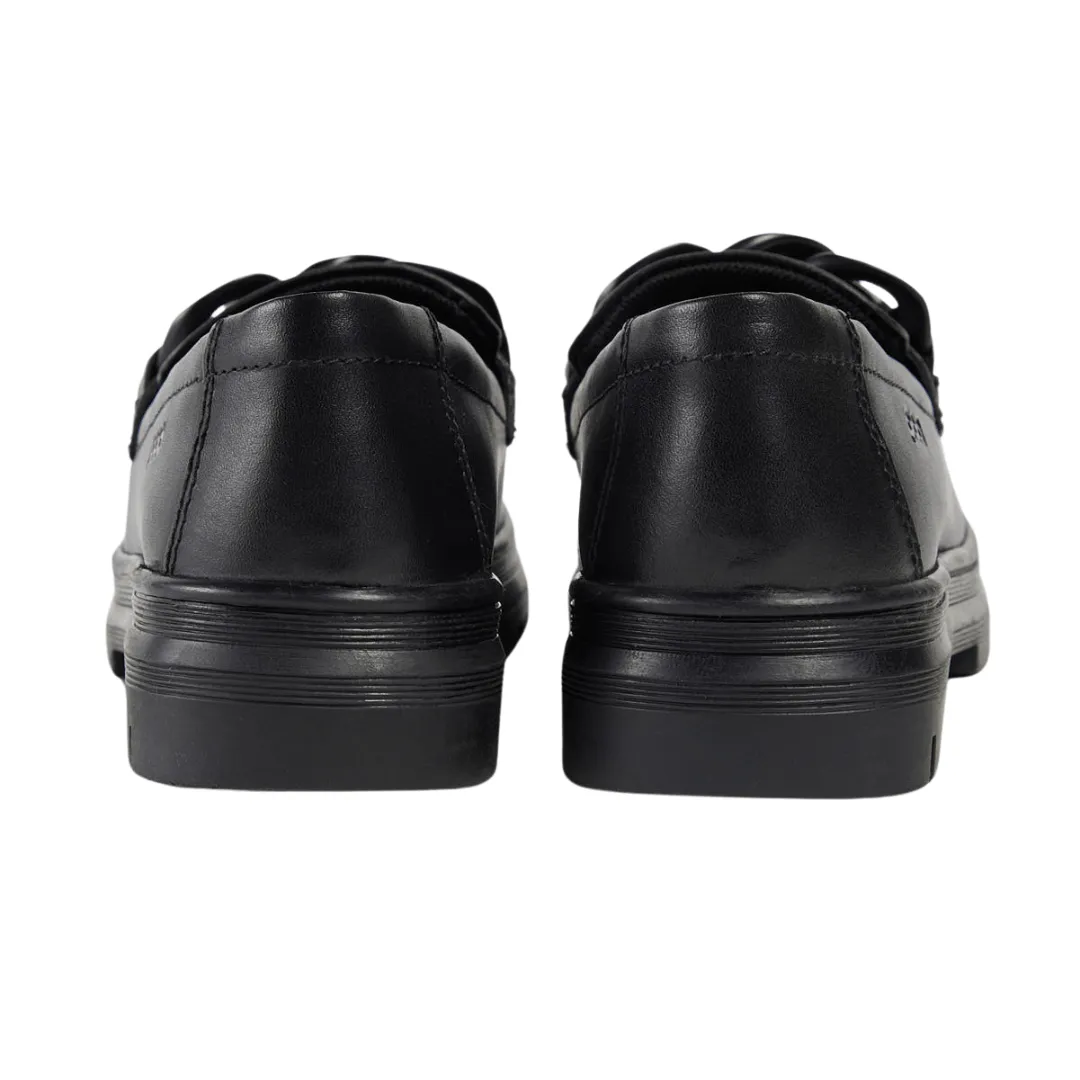 POD Mina Girls Leather Loafer School Shoes - Black