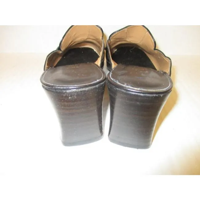 Ralph Lauren Black Square Toe Loafer Tassel Mulesslides Size Us