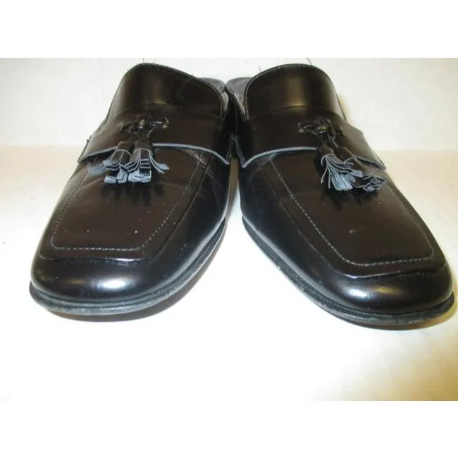 Ralph Lauren Black Square Toe Loafer Tassel Mulesslides Size Us