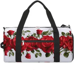 Red Roses Valentine's Day Duffel Bag with Shoe Compartment Lightweight for Travel Gym