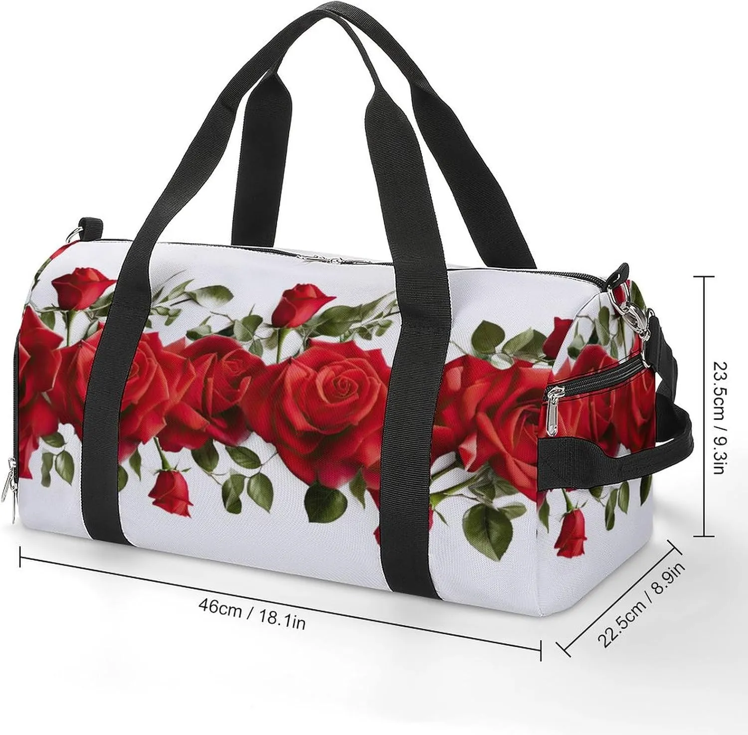 Red Roses Valentine's Day Duffel Bag with Shoe Compartment Lightweight for Travel Gym