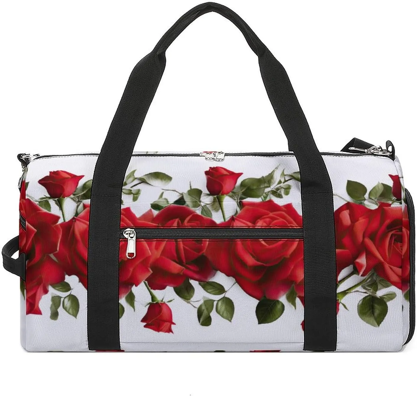 Red Roses Valentine's Day Duffel Bag with Shoe Compartment Lightweight for Travel Gym