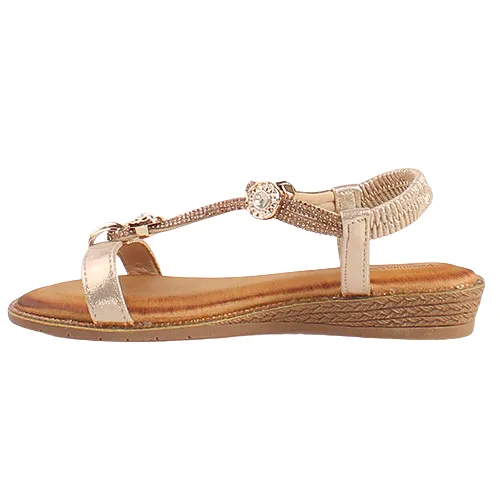 Redz Ladies Low Wedge Sandals - 3Z8923-10 - Gold