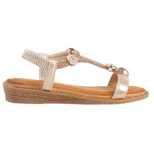 Redz Ladies Low Wedge Sandals - 3Z8923-10 - Gold