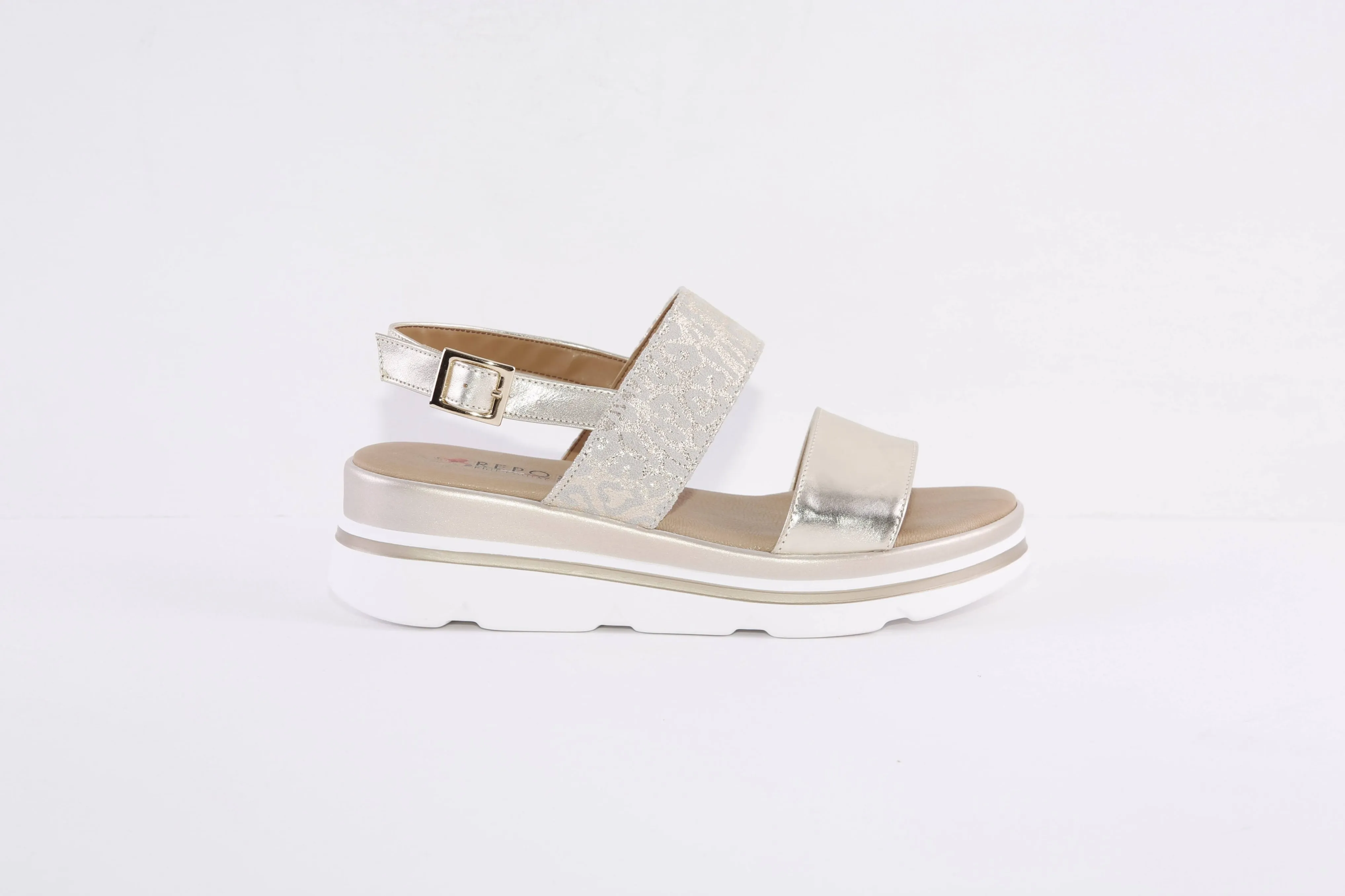 REPO - 83252 LOW WEDGE FASHION SANDAL - GOLD