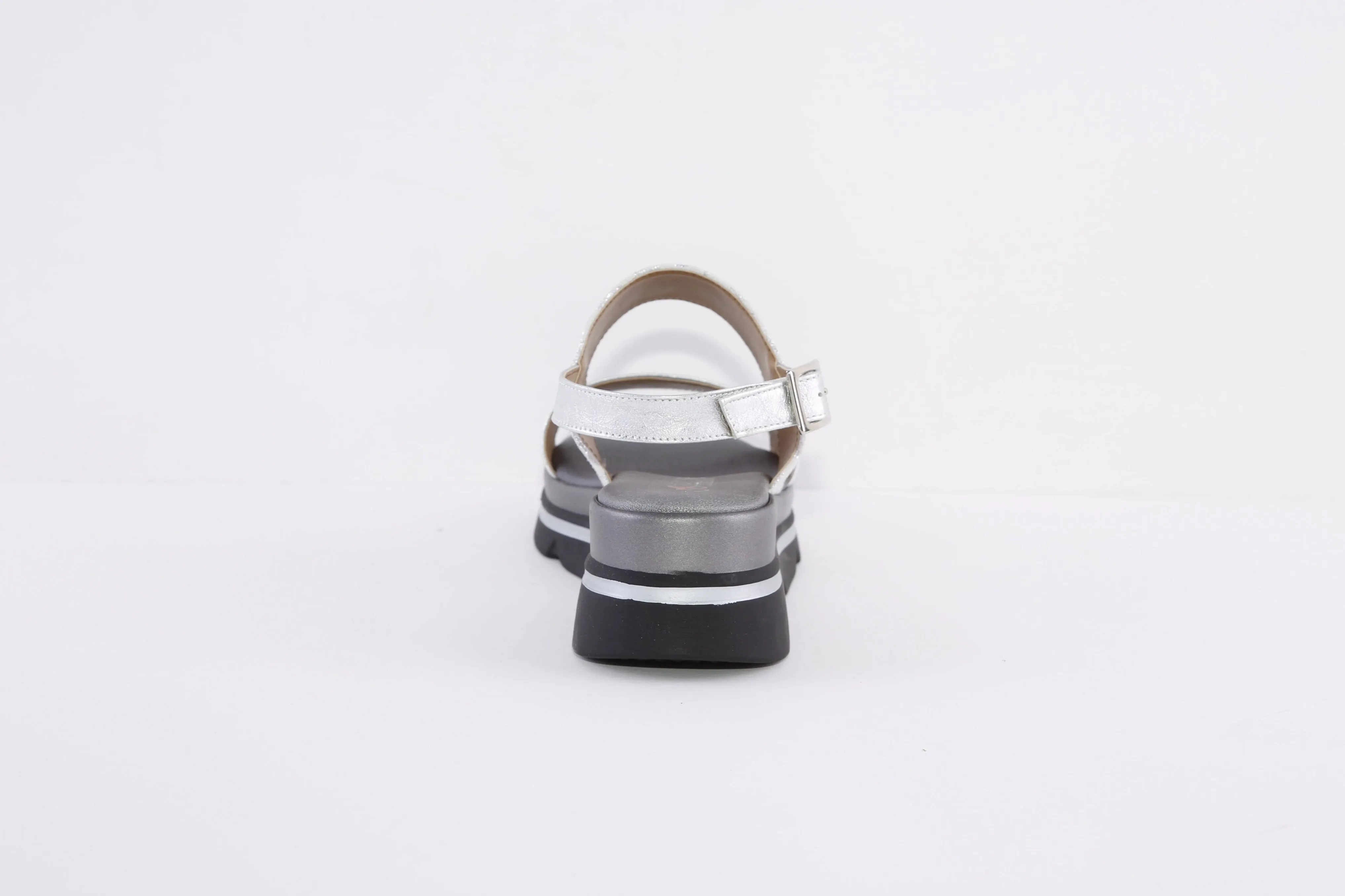 REPO - 83252 LOW WEDGE FASHION SANDAL - SILVER