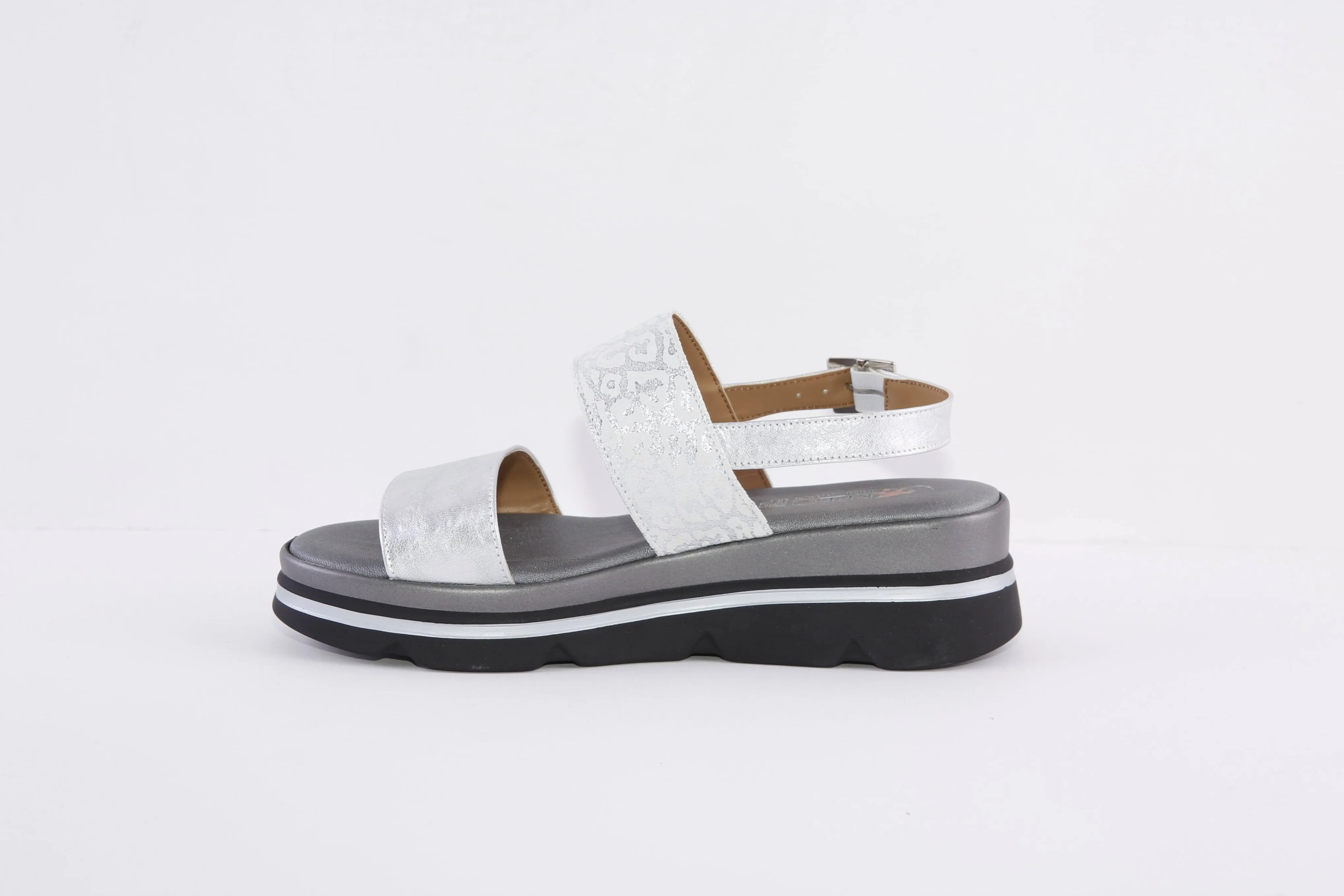 REPO - 83252 LOW WEDGE FASHION SANDAL - SILVER