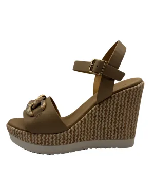 Repo Taupe Wedged Sandal with Circle Detail