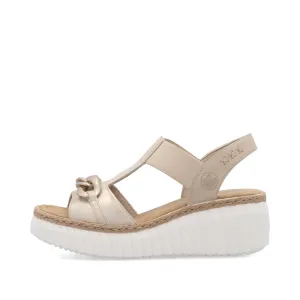 RIEKER - 69158-60 MEDIUM WEDGE SANDAL - GOLD/BEIGE