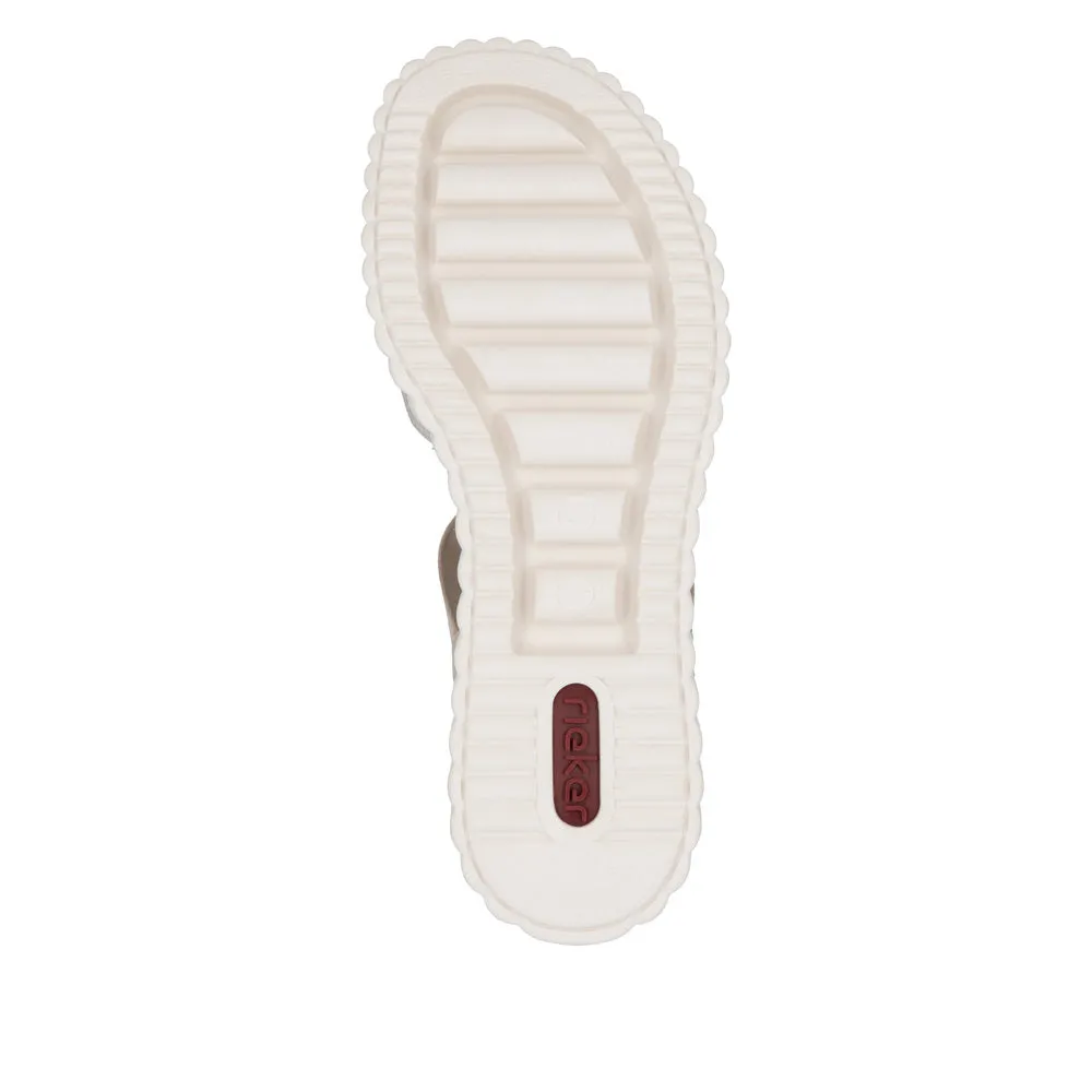 RIEKER - 69158-60 MEDIUM WEDGE SANDAL - GOLD/BEIGE