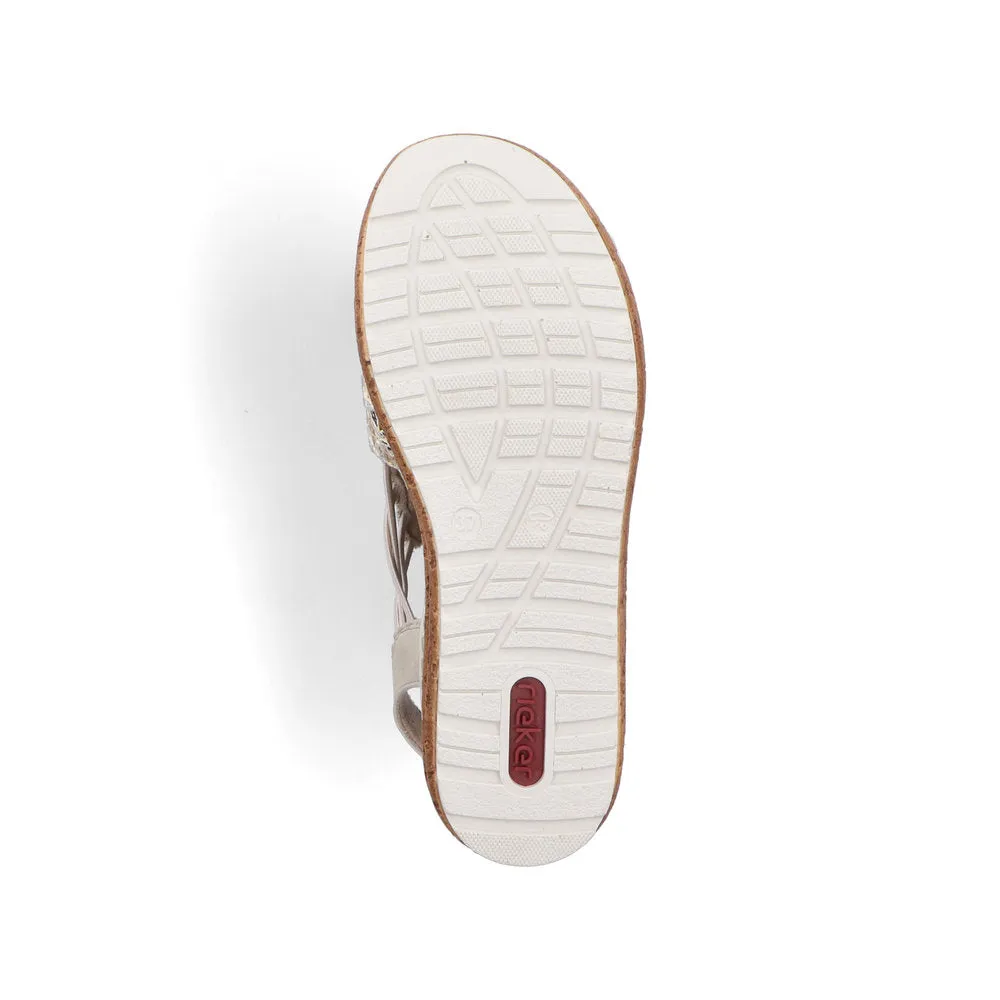 Rieker Natural Weave Sandal Beige/Silver