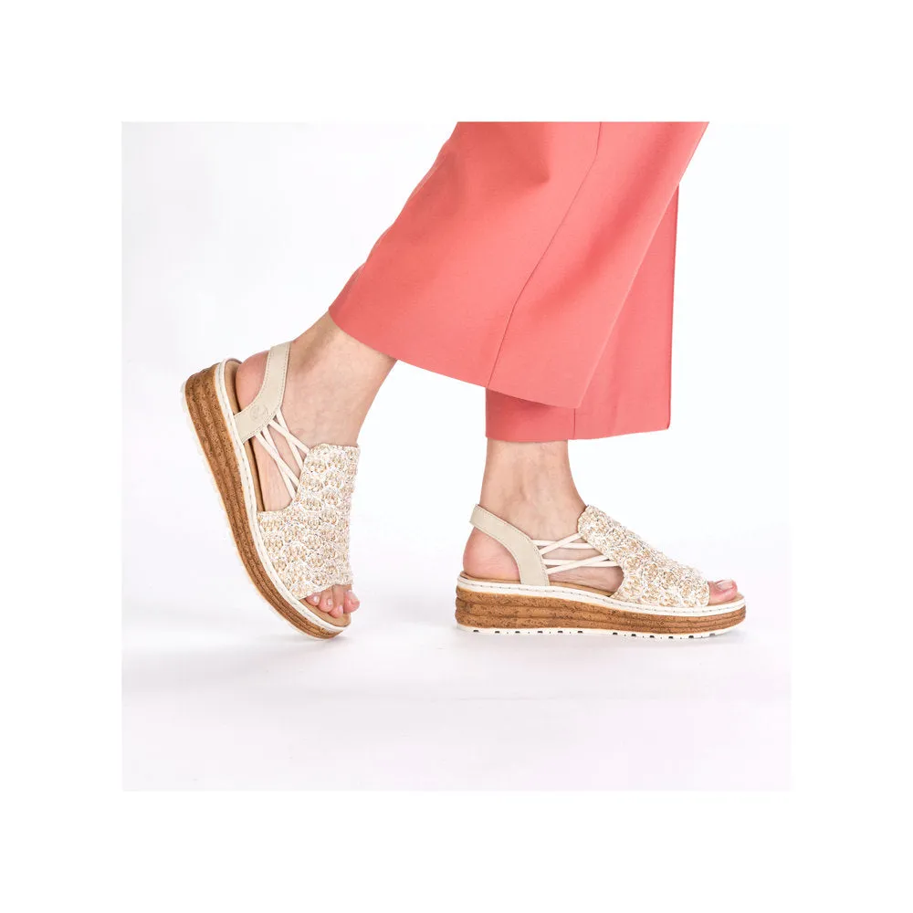 Rieker Natural Weave Sandal Beige/Silver