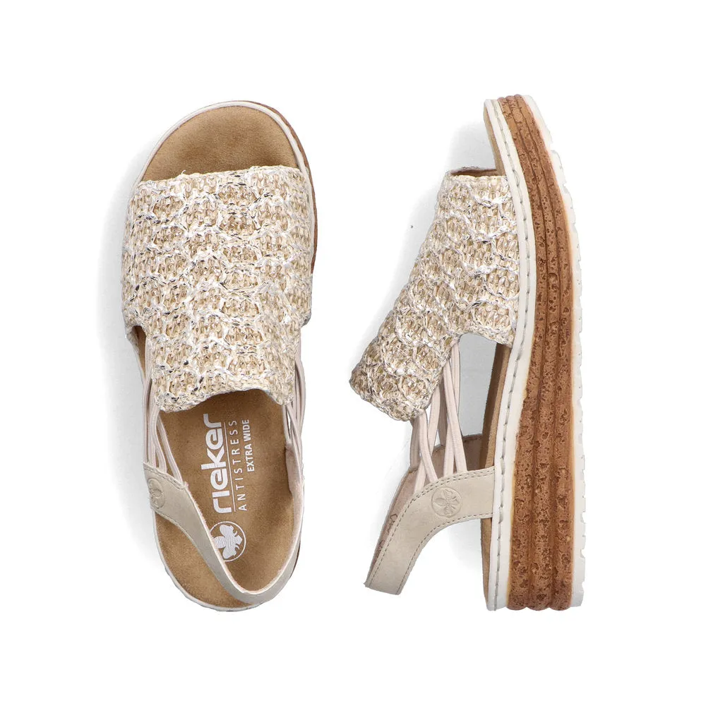 Rieker Natural Weave Sandal Beige/Silver