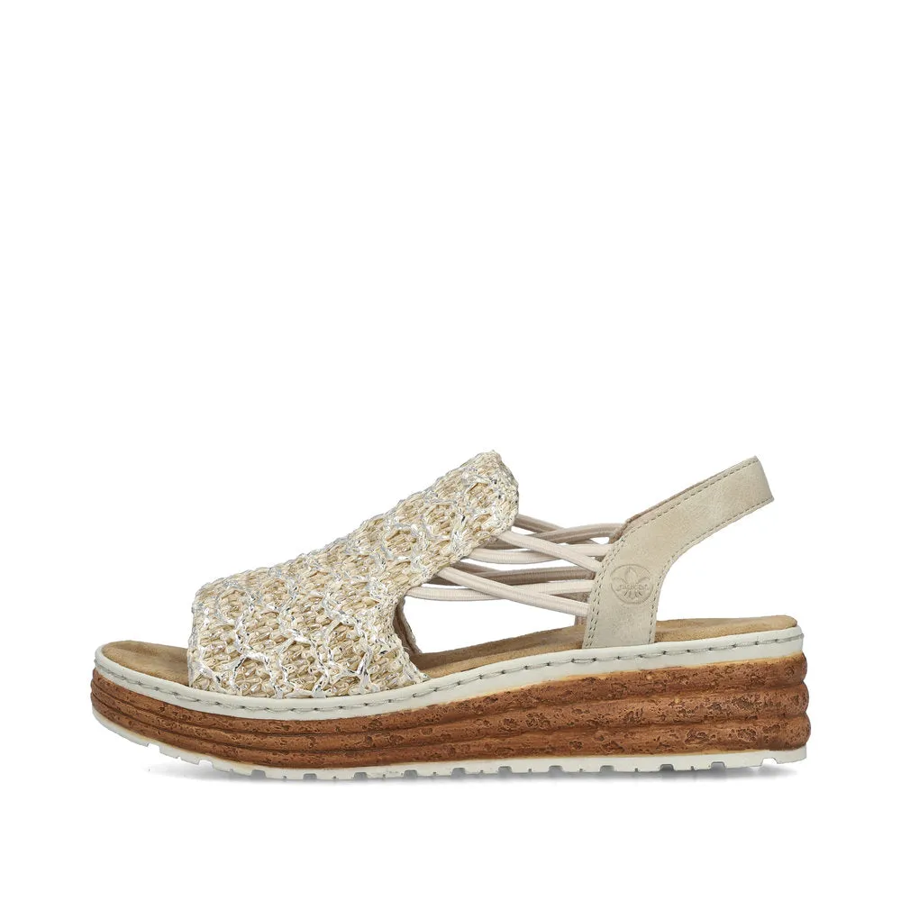 Rieker Natural Weave Sandal Beige/Silver