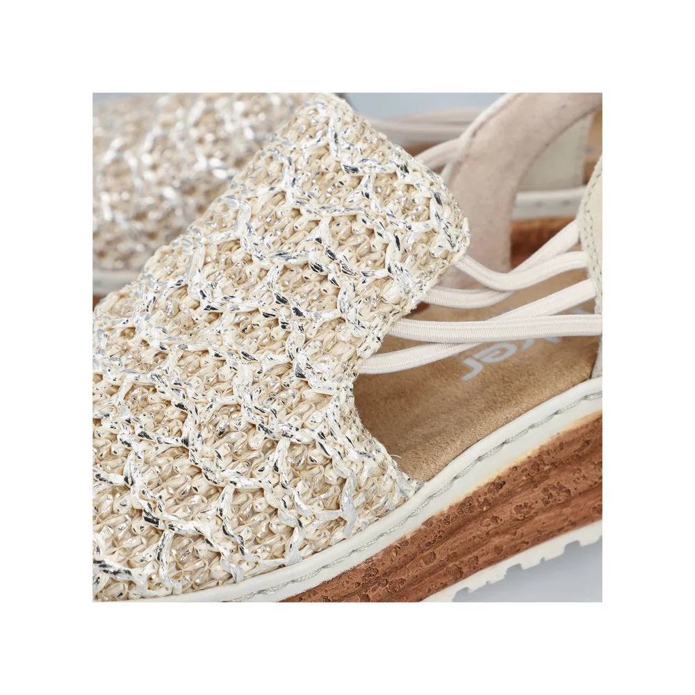 Rieker Natural Weave Sandal Beige/Silver