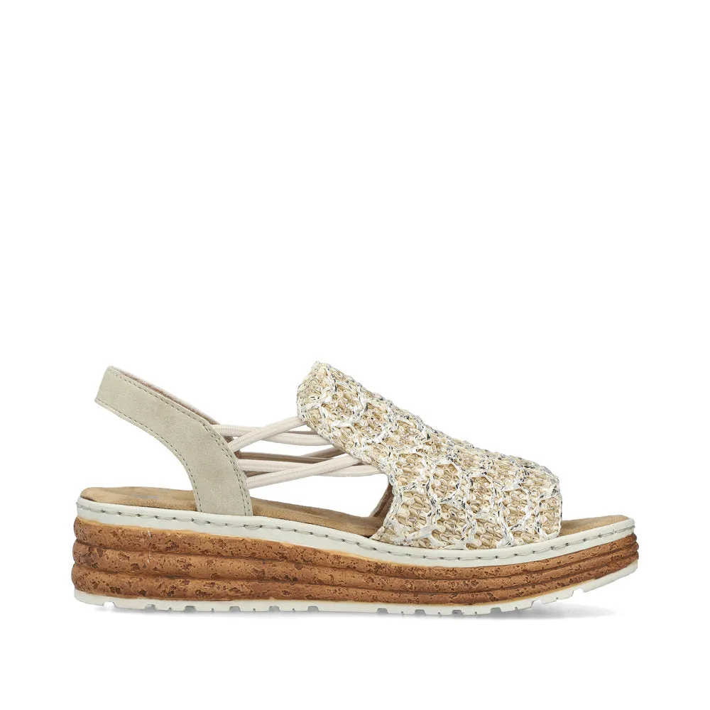 Rieker Natural Weave Sandal Beige/Silver