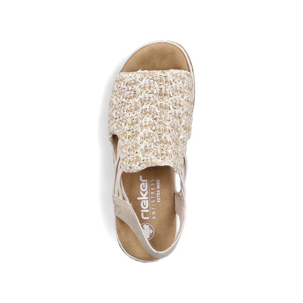 Rieker Natural Weave Sandal Beige/Silver