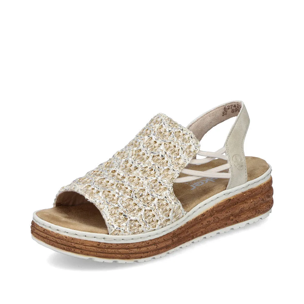 Rieker Natural Weave Sandal Beige/Silver