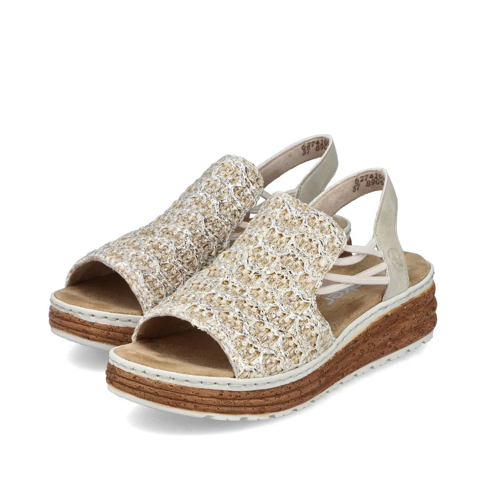 Rieker Natural Weave Sandal Beige/Silver