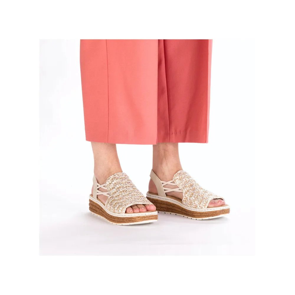 Rieker Natural Weave Sandal Beige/Silver