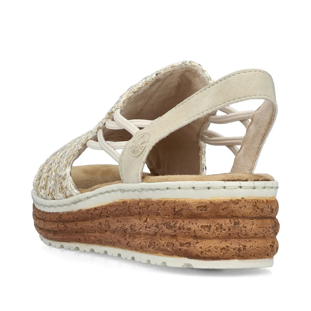 Rieker Natural Weave Sandal Beige/Silver