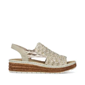 Rieker Natural Weave Sandal Beige/Silver