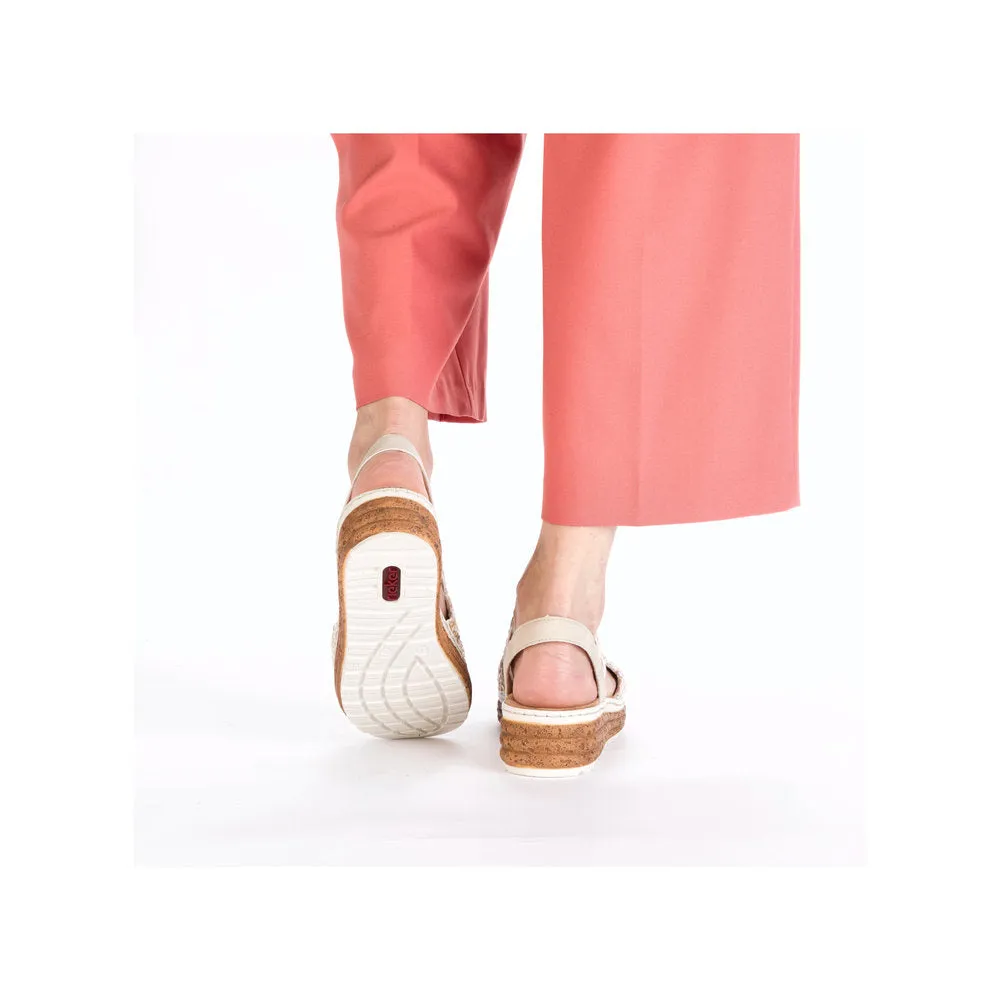 Rieker Natural Weave Sandal Beige/Silver