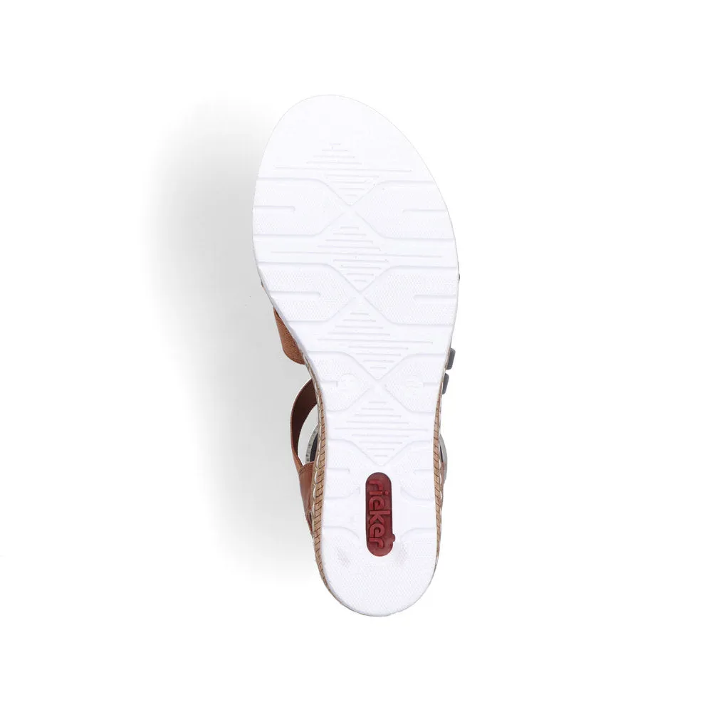RIEKER - V3869-24 MEDIUM WEDGE COMFORT SANDAL - TAN
