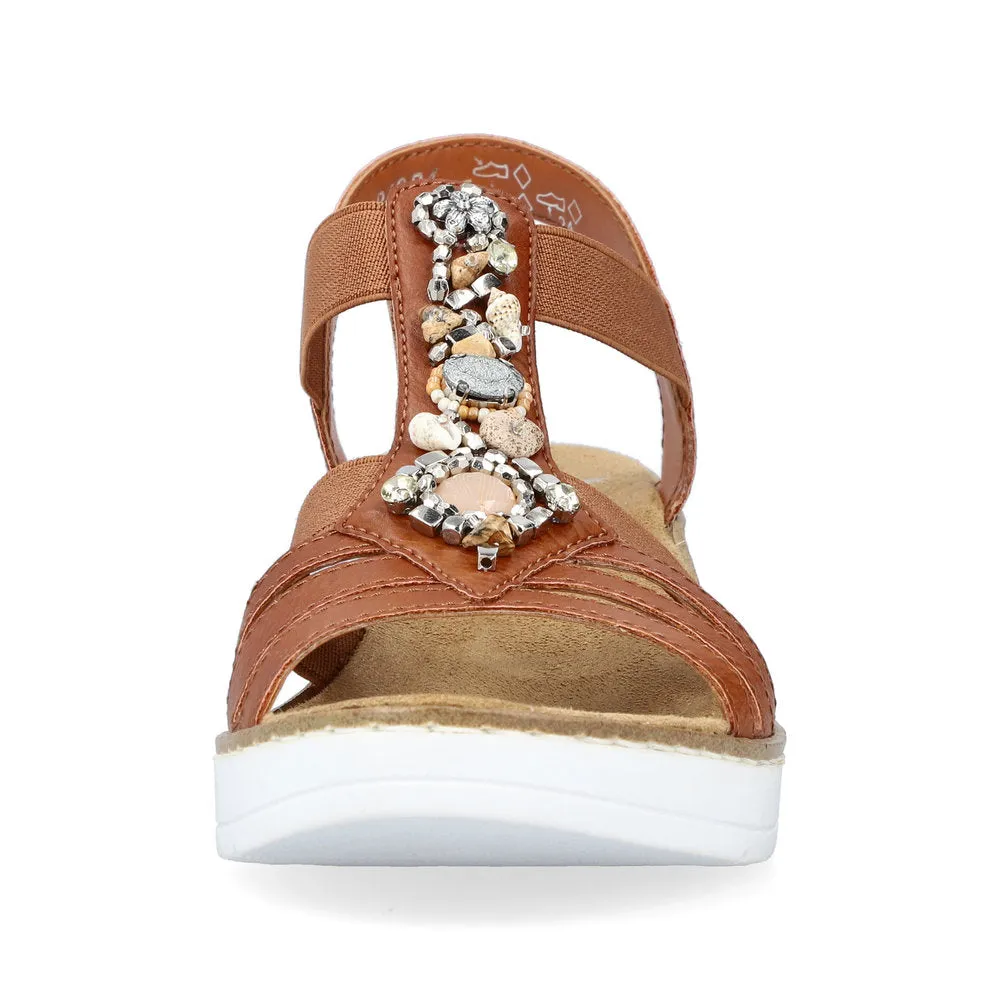 RIEKER - V3869-24 MEDIUM WEDGE COMFORT SANDAL - TAN