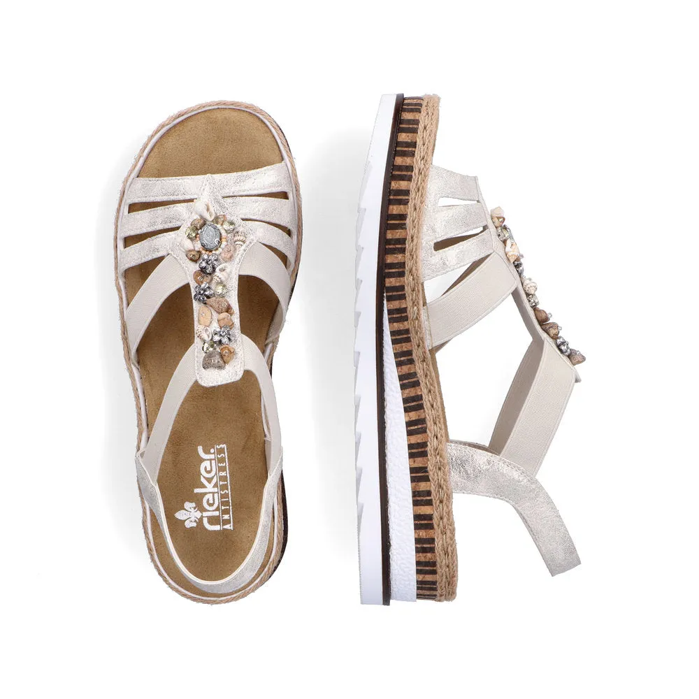RIEKER - V7949-90 LOW WEDGE COMFORT SANDAL - GOLD