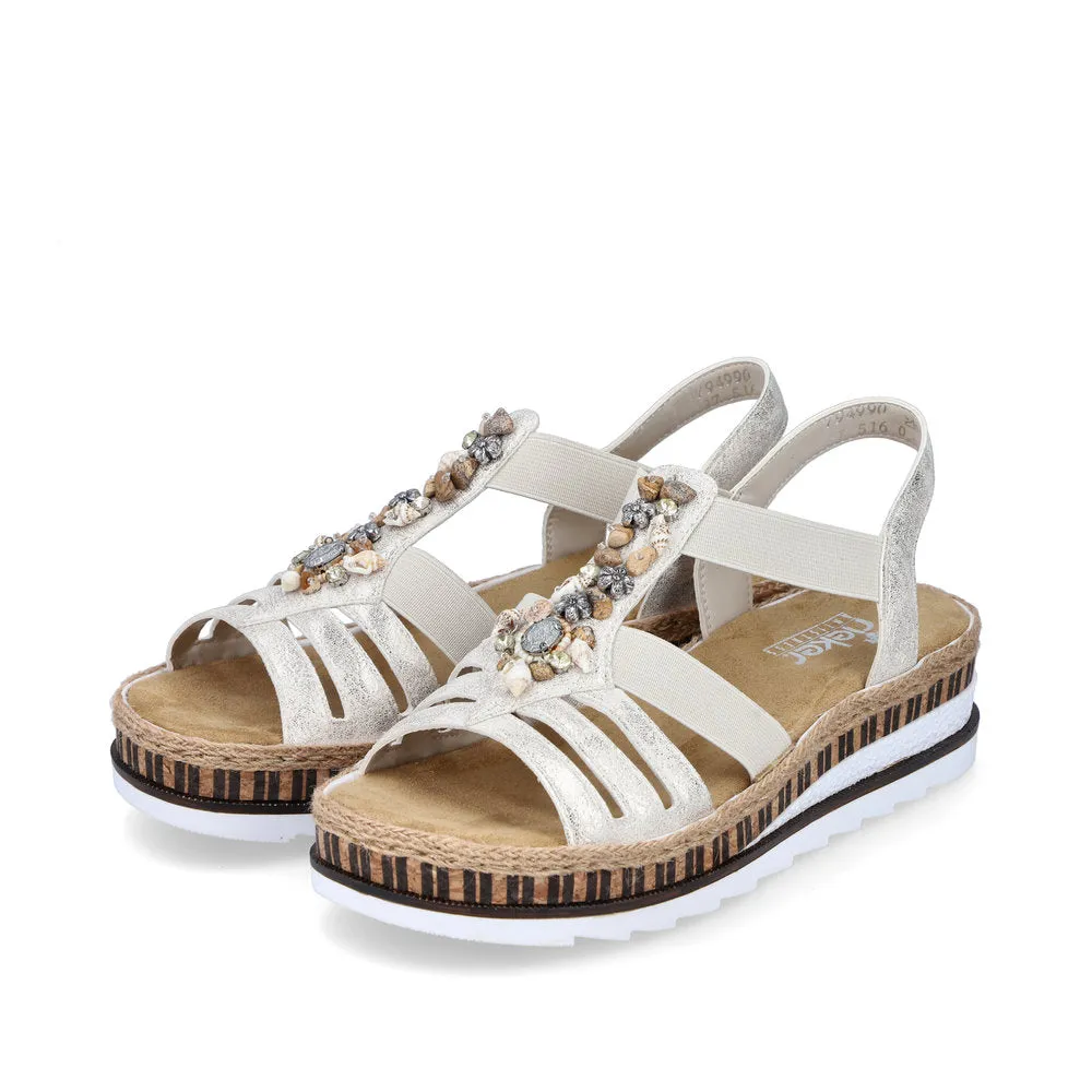 RIEKER - V7949-90 LOW WEDGE COMFORT SANDAL - GOLD