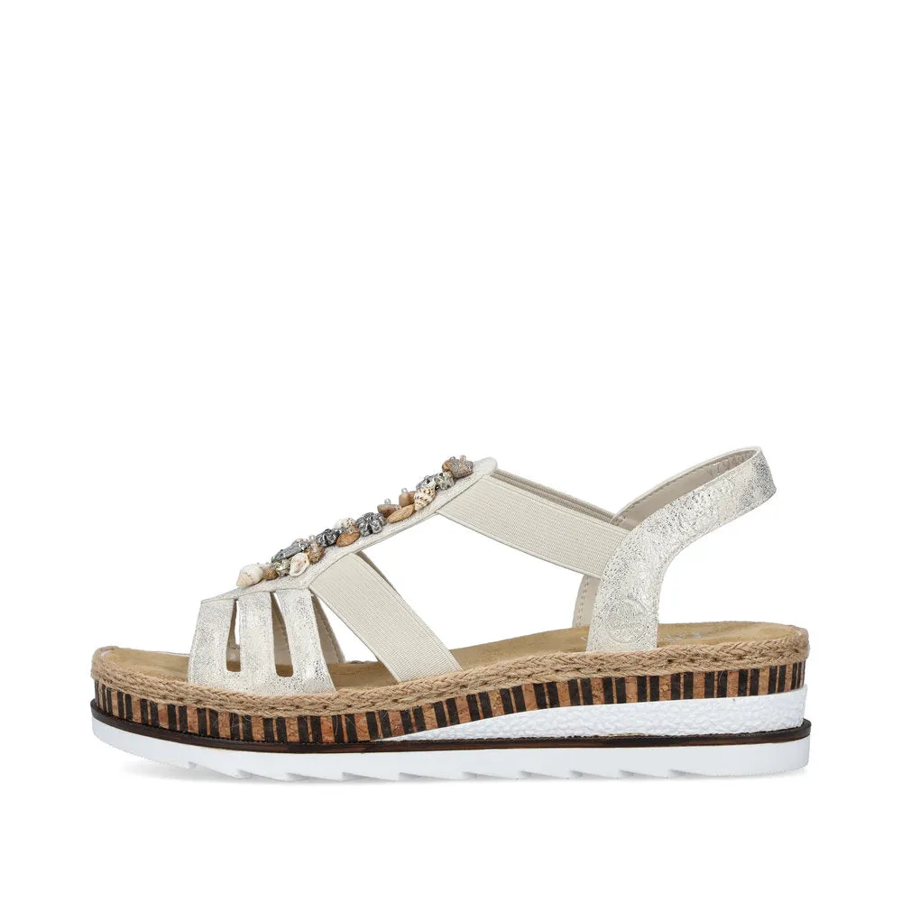 RIEKER - V7949-90 LOW WEDGE COMFORT SANDAL - GOLD