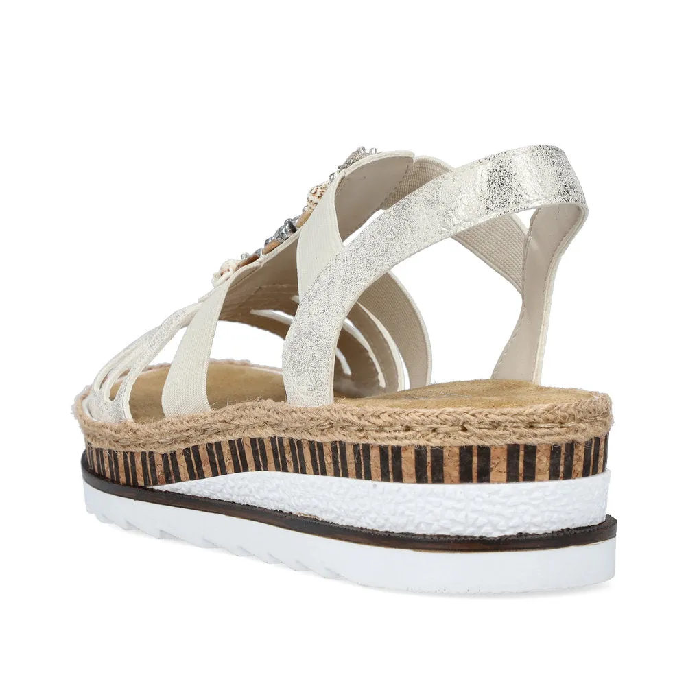 RIEKER - V7949-90 LOW WEDGE COMFORT SANDAL - GOLD
