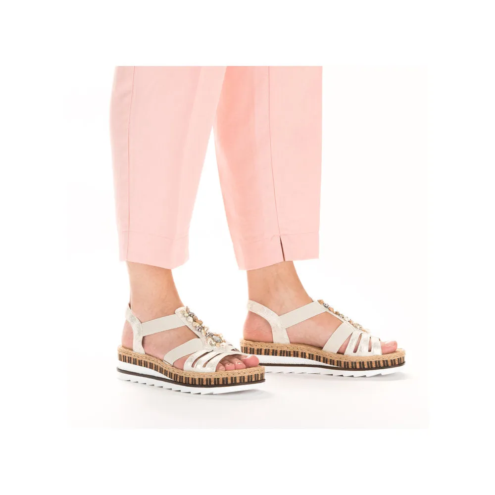 RIEKER - V7949-90 LOW WEDGE COMFORT SANDAL - GOLD