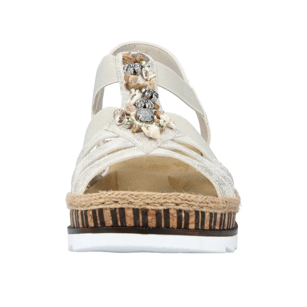 RIEKER - V7949-90 LOW WEDGE COMFORT SANDAL - GOLD