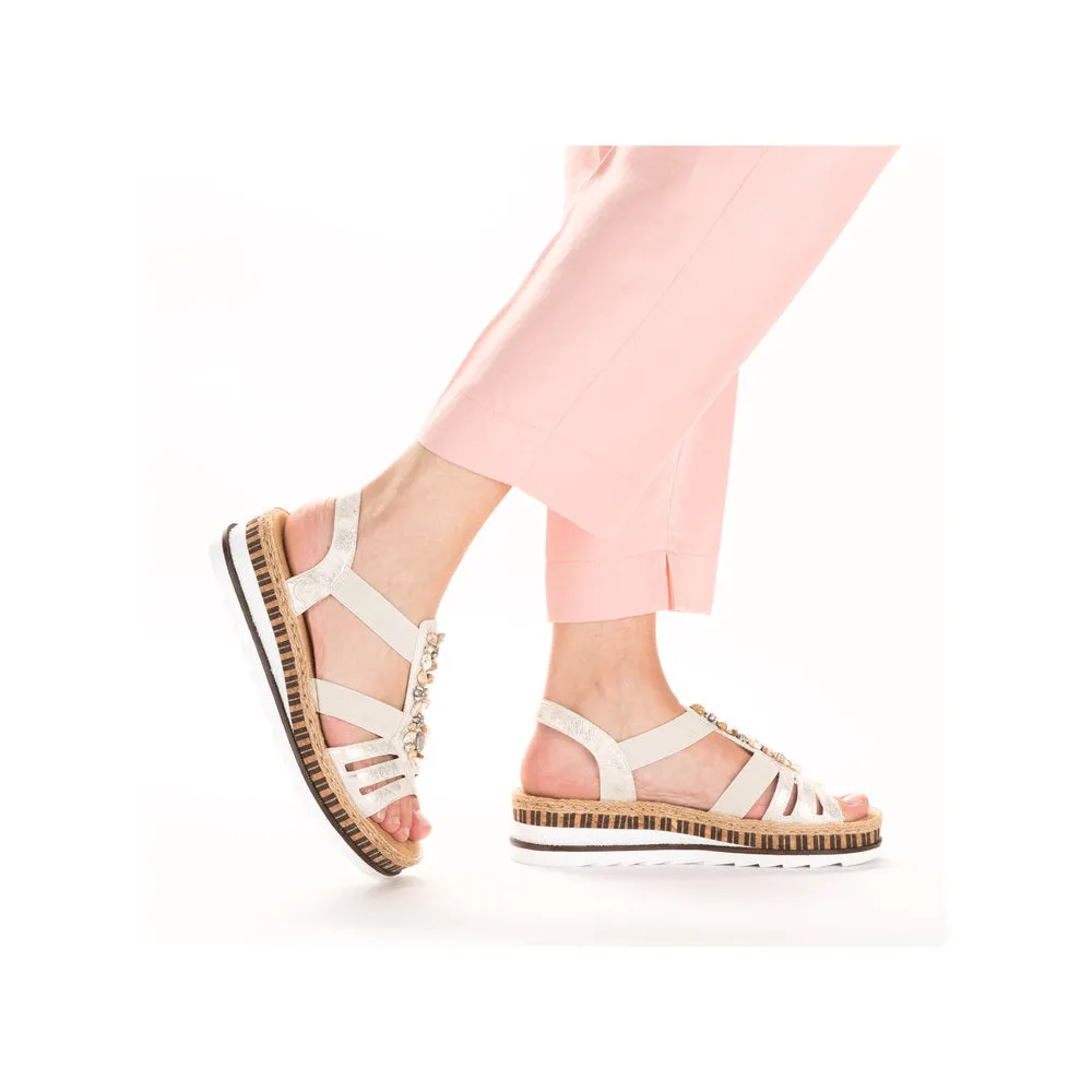 RIEKER - V7949-90 LOW WEDGE COMFORT SANDAL - GOLD
