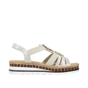 RIEKER - V7949-90 LOW WEDGE COMFORT SANDAL - GOLD