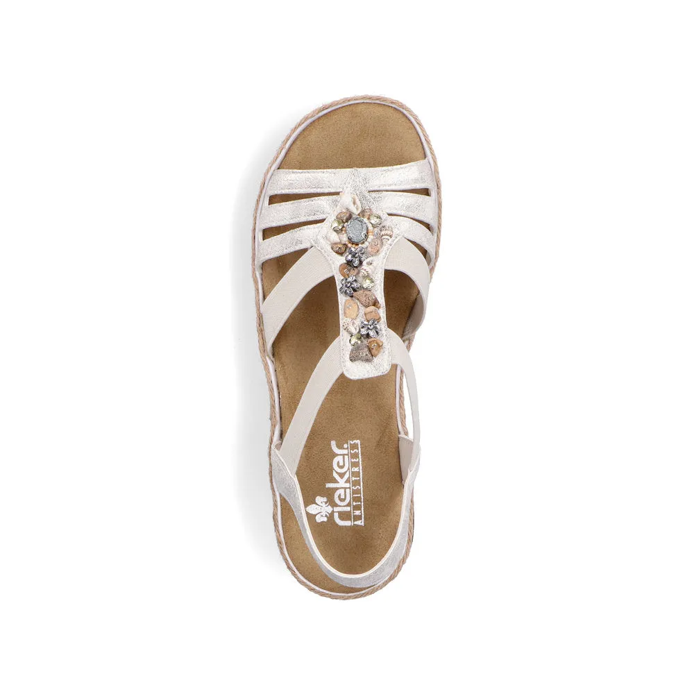 RIEKER - V7949-90 LOW WEDGE COMFORT SANDAL - GOLD